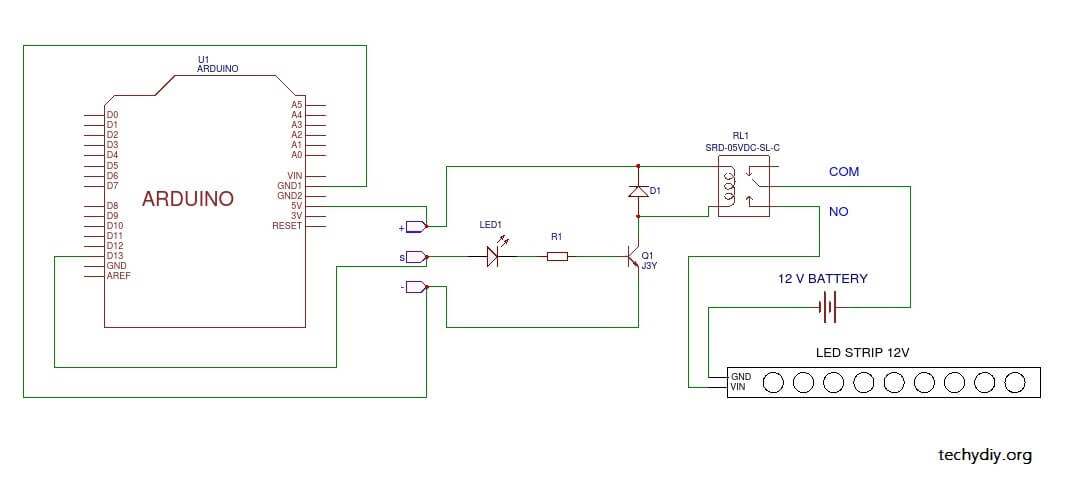 Keyes SR1y with Arduino LED strip circuit diagram