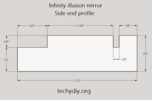 infinity mirror side end profile inches